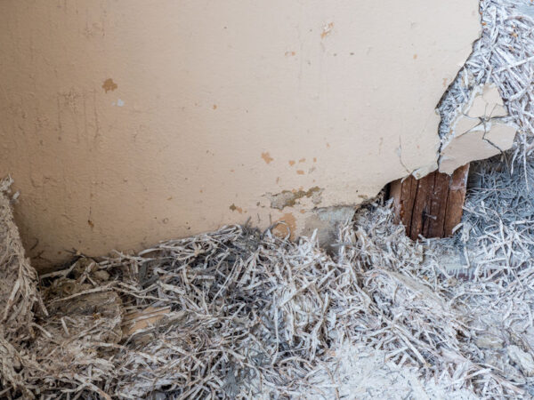 Asbestos fibres wall