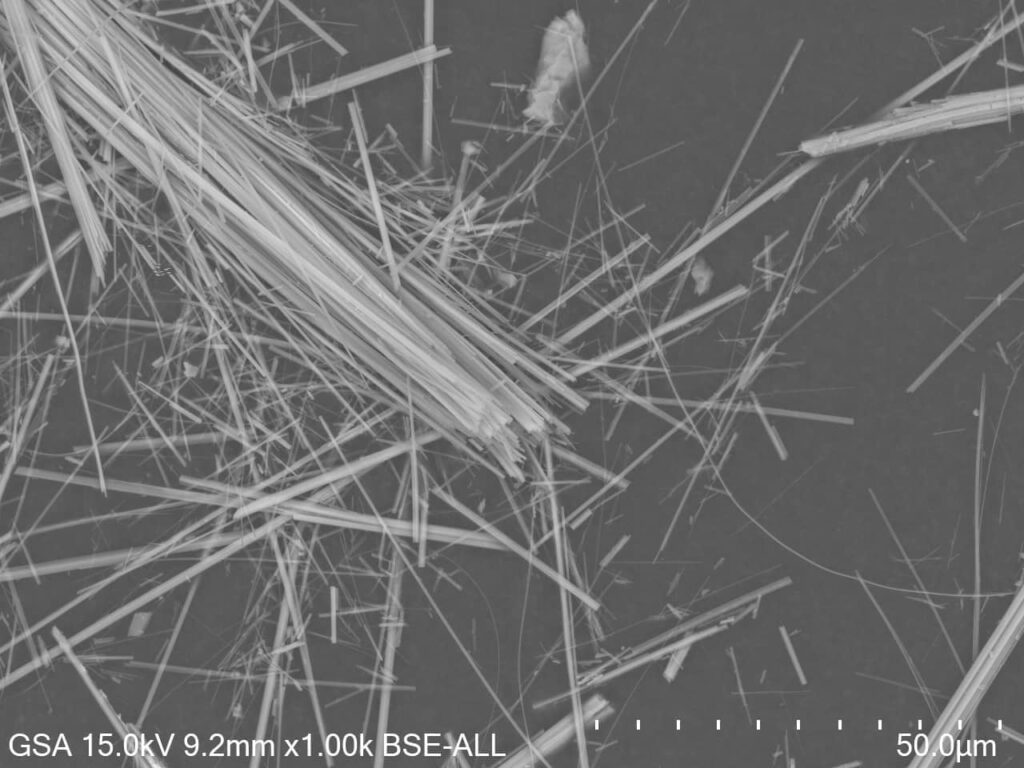 Types of asbestos Amosite fibers SEM image